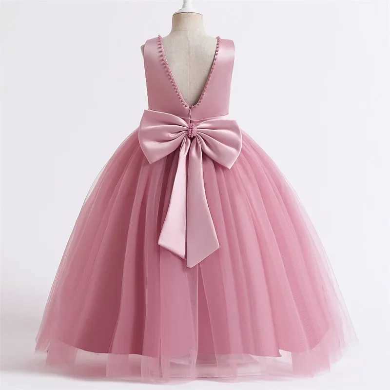Teen Big Bow Girls Princess Dresses for Bridesmaids Kids Par Dress for Girl Beading Wedding Prom Pageant Dress Gown 5-14 YearsXJ250108