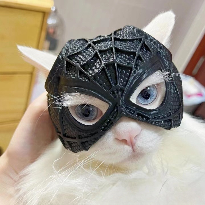Adorable Feline Spider Web Masked Outfit Unique Decorative Pet Attire