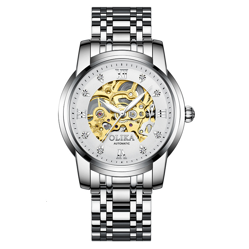 Stylish Men's Automatic Skeleton Mechanical Watch with Large Dial