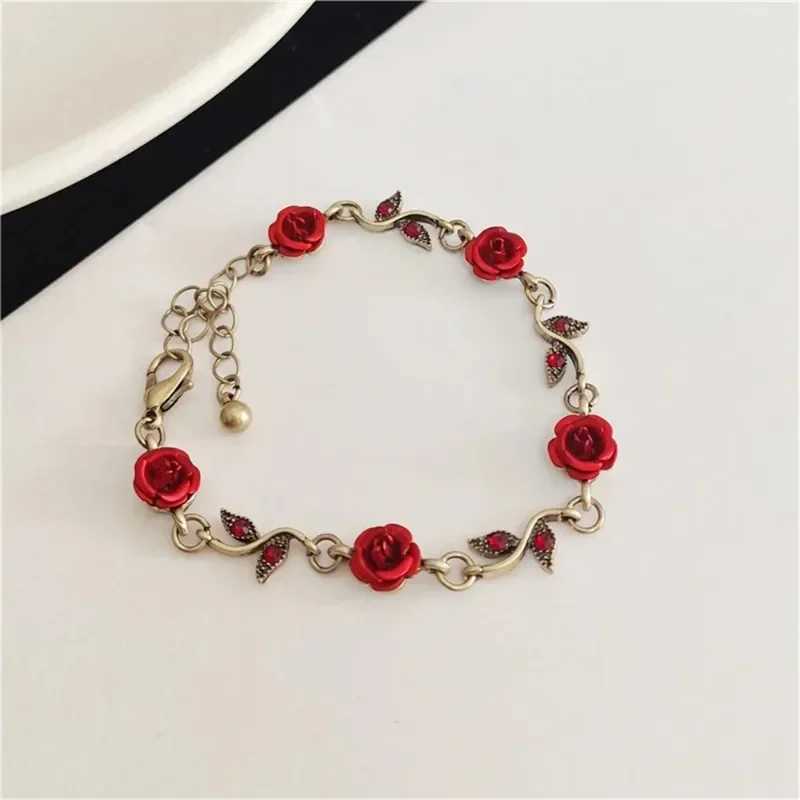 Luxurious Design Rose Flower Necklace Bracelet Earrings Set Elegant Womens Party Jewelry Accories Valentines Day GiftsXJ250109