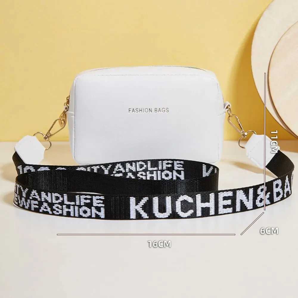 Simple Designer Wide Letter Strap Women Handbag PU Leather Square Shoulder Bag Travel Purse Small Phe Crossbody BagXJ250108
