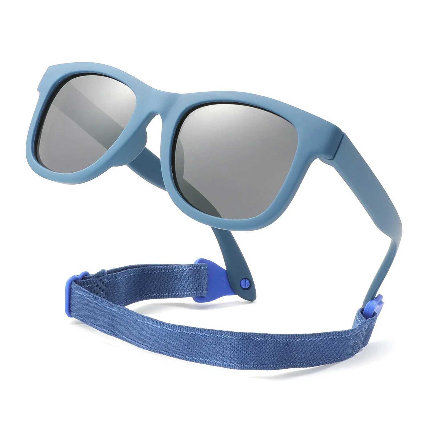 Flexible polarized sunglasses with baby strap for newborns aged 0-24 months square silicone frame for boys and girls UV400 W250109