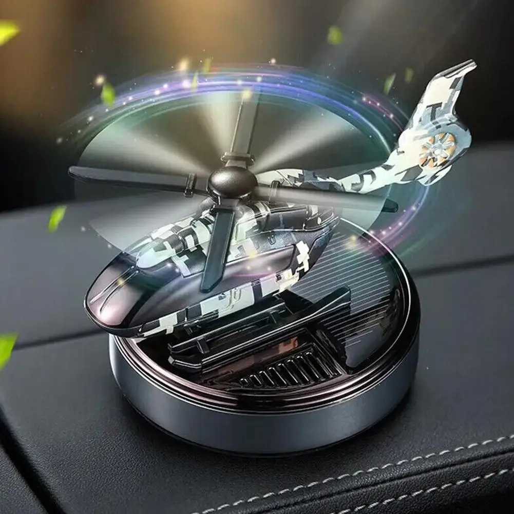 Car Air Freshener Auto solar helicopter auto rotating air freshener auto dashboard camouflage helicopter perfume decoration to remove odor H250108