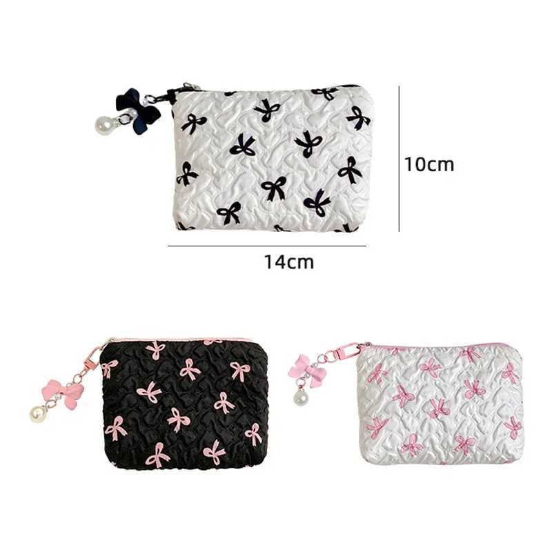Sweet Bow Canvas Makeup Bag Set Large Capacity Portable Lipstick Air Cushion Storage Bag Cotton Cosmetics Handbag Travel Washing Bag W250109