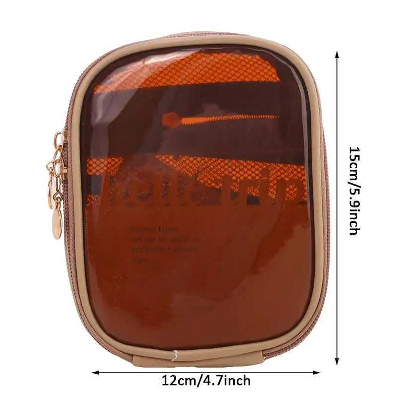 Mini Transparent Travel Makeup Organizer Bag Mini Cute Preparatory Makeup Bag Makeup Zipper Toilet Storage Bag Coin Bag W250109