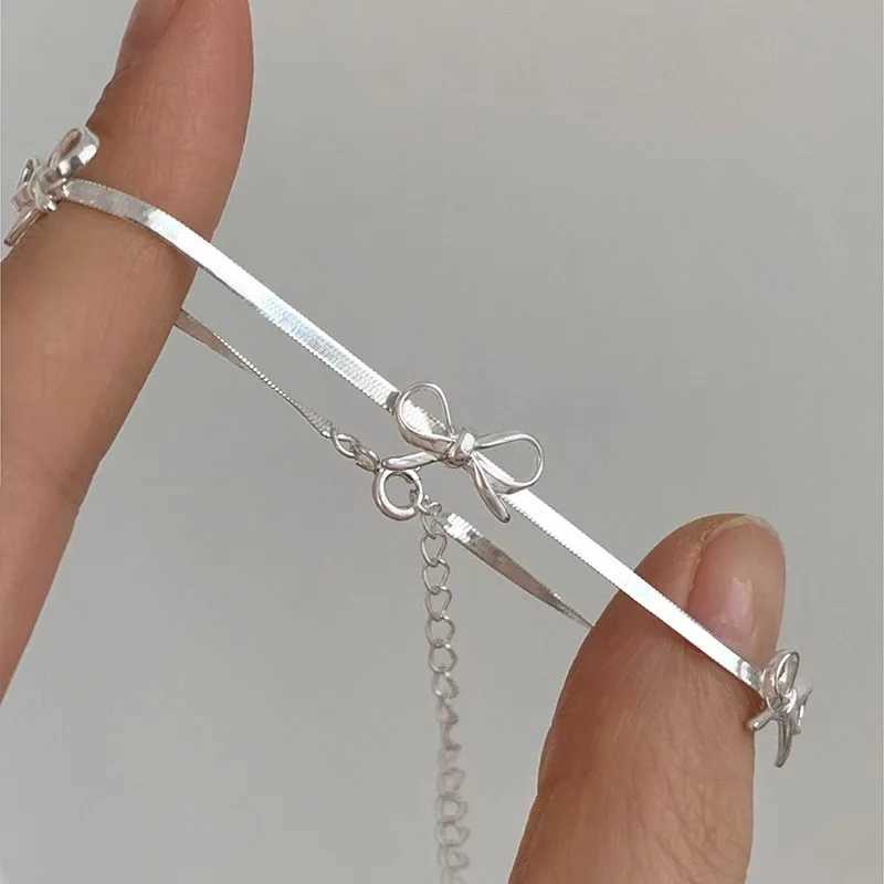 Fashion Sweet Bow Bracelets for Women Girls Sparkling Delicate Ribbon Bowknot Snake Bones Chain Bracelet Party Jewelry GiftsXJ250109