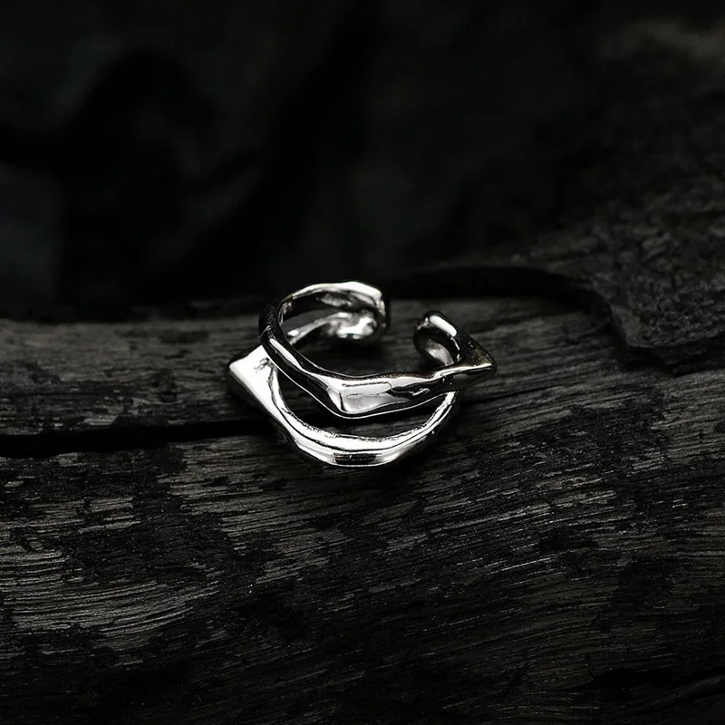 F.I.N.S 1PC Geometric S925 Silver Ear Clip No Hole Double Layer Irregular Ear Cuffs for Women Piercing Catilage Jewelry 250103
