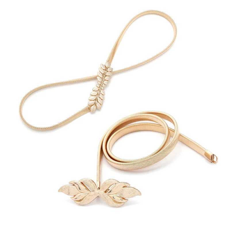 ZLY 2022 New Fashion Belt Womens Luxury Gold Foil Elastic Decorative Dress Summer Waist Girls Versatile Flower Belt W250109