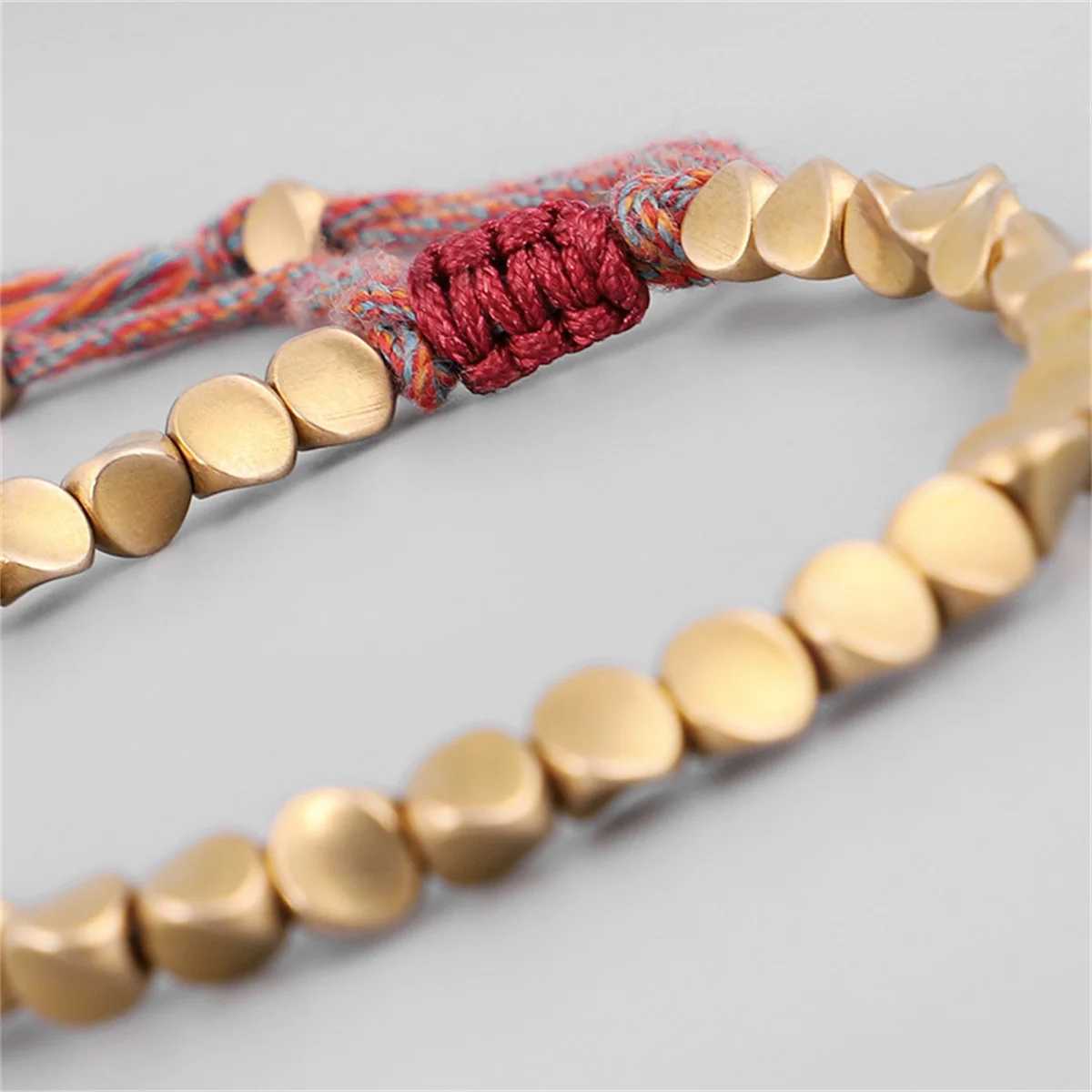 Handmade Tibetan Buddhist Bracelets On Hand Braided Copper Beads Lucky Rope Bracelet Bangles For Women Men Amulet Jewelry GiftXJ250109