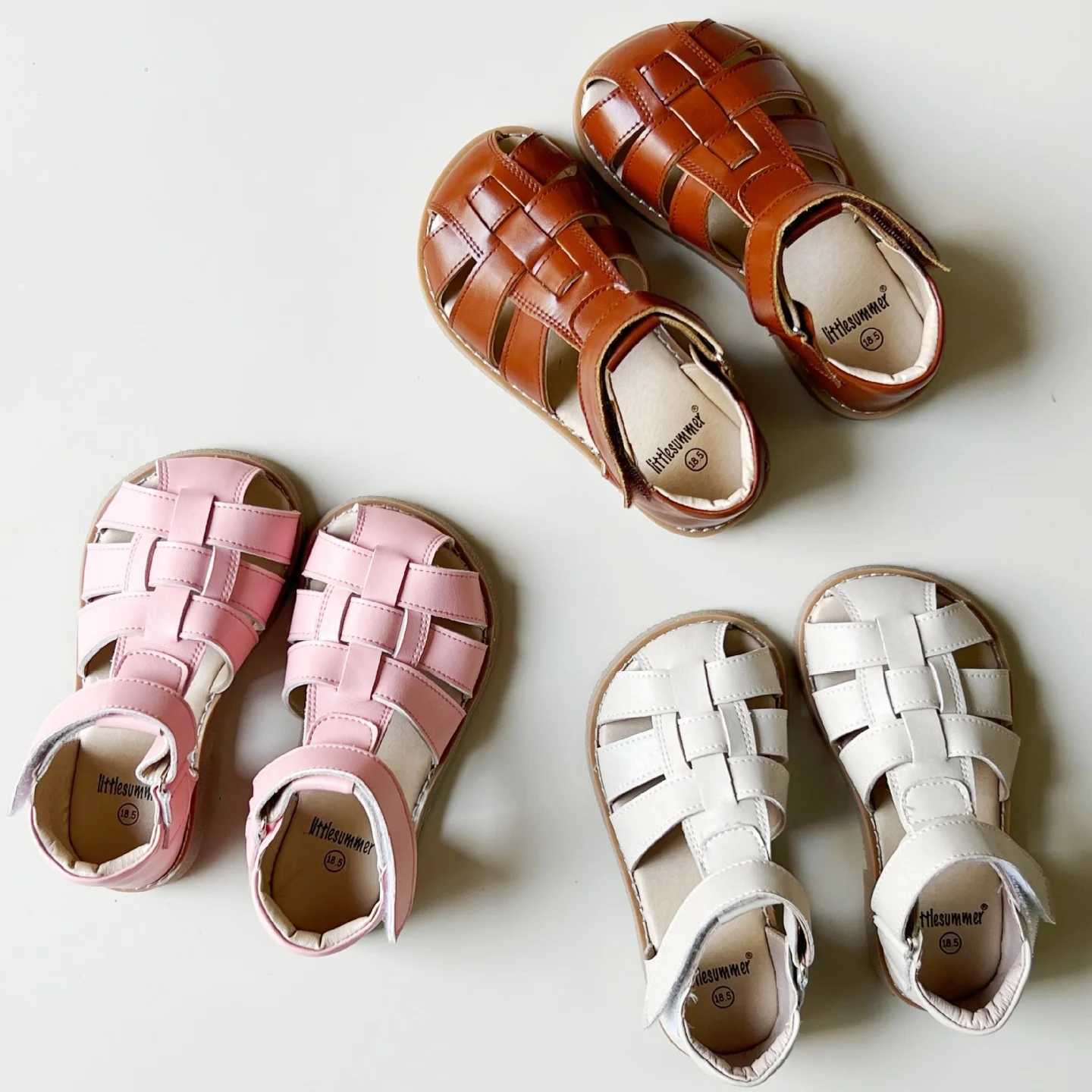 High qu cowhide summer close-up shoes childrens sports sandals real leather birds nest baby shoes girls beach sandals W250108