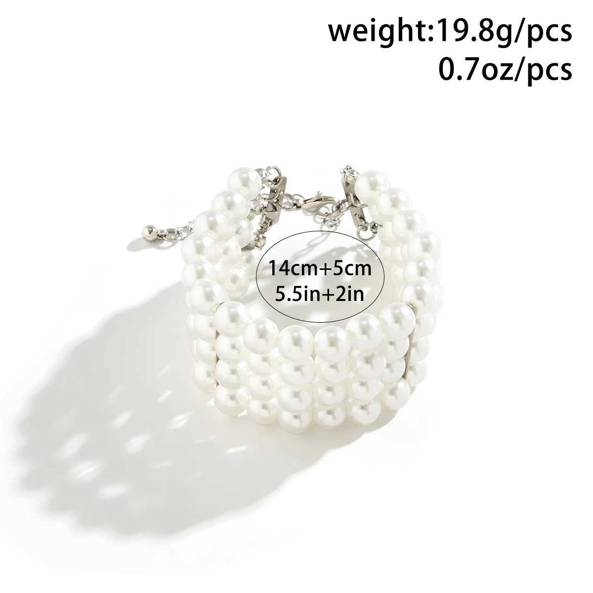 IngeSight.Z Luxury Multilayer Imitation Pearl Beaded Wide Cuff Bracelets For Women Simple Charm Bangles Party Birtay GiftsXJ250109