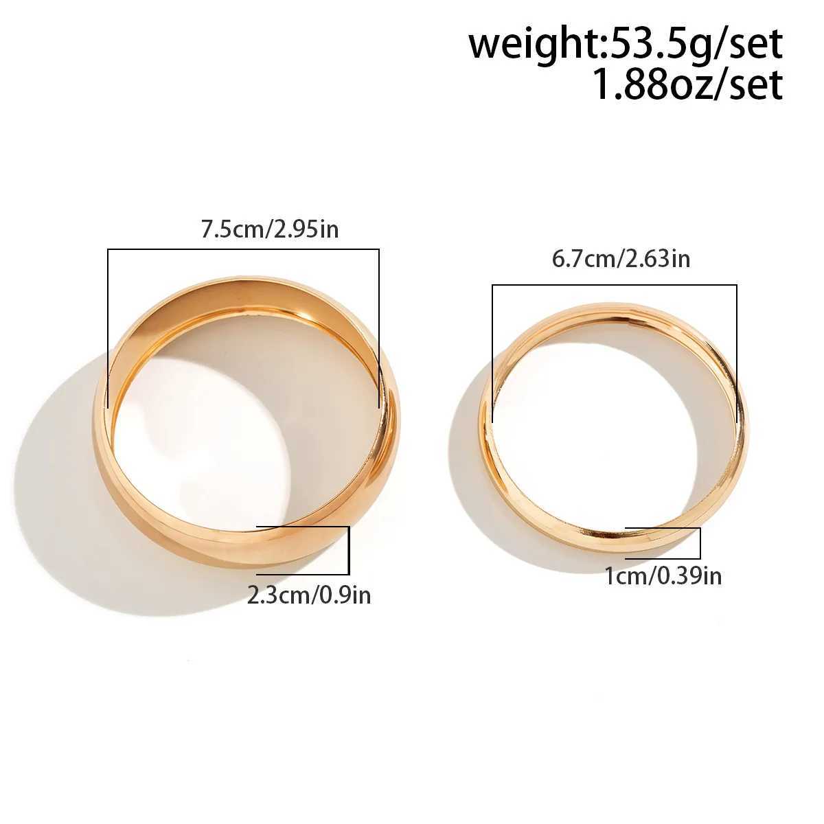 2Pcs/Set Exaggerated Punk Classic Gold Color Wide Bangles for Women Heavy Metal Big Bracelet Luxury Wedding Jewelry AccoriesXJ250109