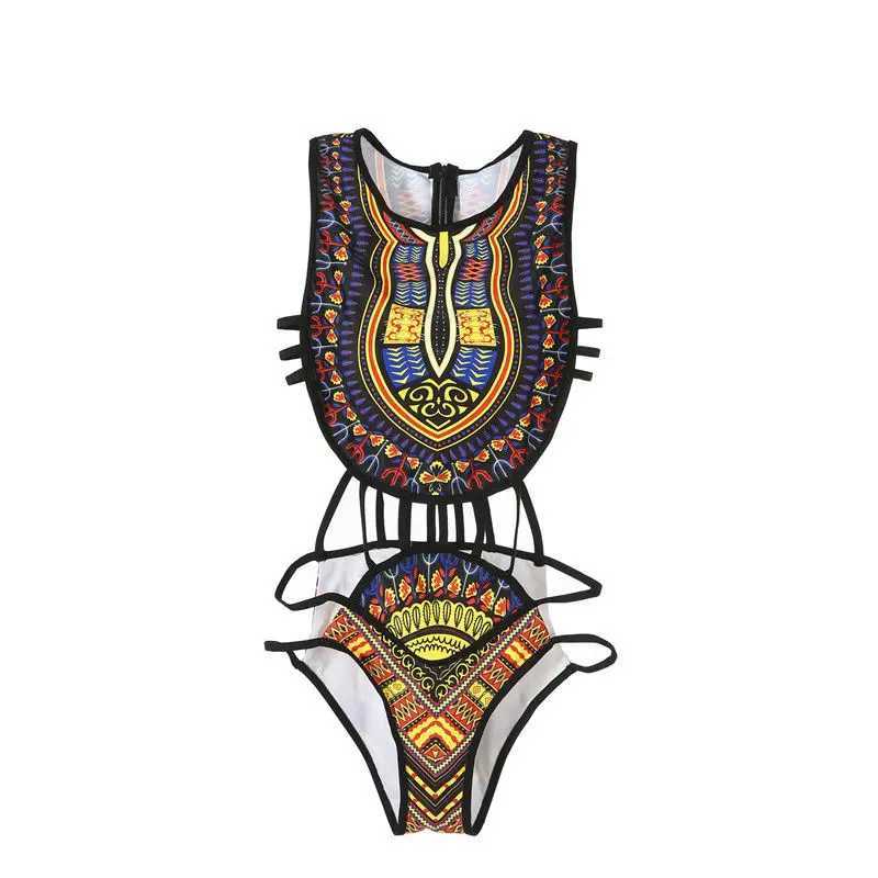 Brand New Look Bikini Africa Printed Tribal Sty Top Bottoms Ethnic Design Beachwear Swimsuit Swimwear Women Fa Bikini SetXJ240108
