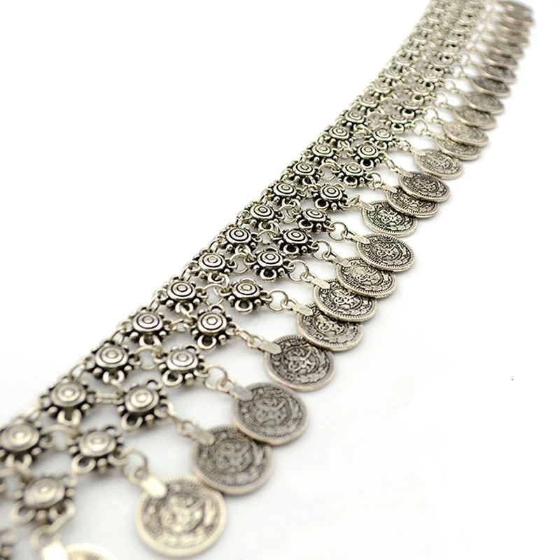 Bohemian Belly Chain Fashion Vintage Coins Charms Long Waist Belt Women Beach Gypsy Turkish Boho Body Jewelry 250107