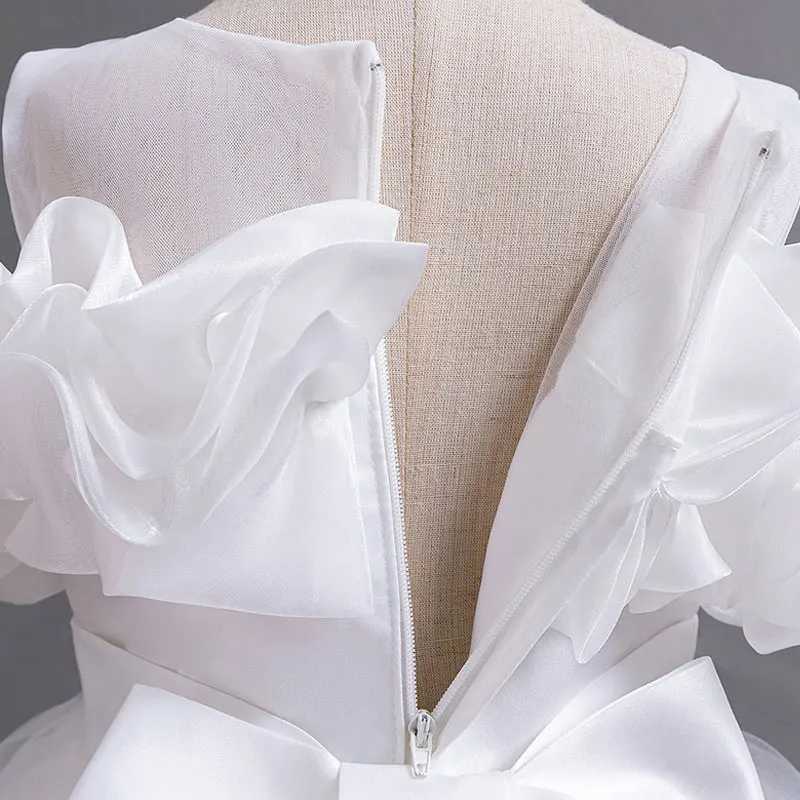 Fashion Flower Girl Dresses for Weddings Short Sleeve Lace Bridesmaid Dresses Summer Children Girls Par Dresses 3-14 YearsXJ250108
