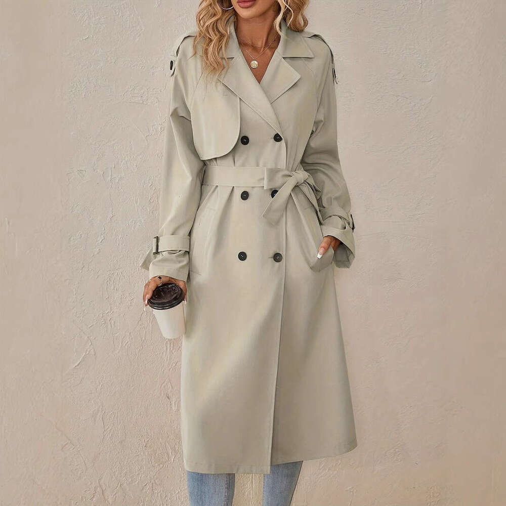 European And American Belt Windbreaker Jacket, Women's High-End Feel, Foreign Trade New Style Jacket