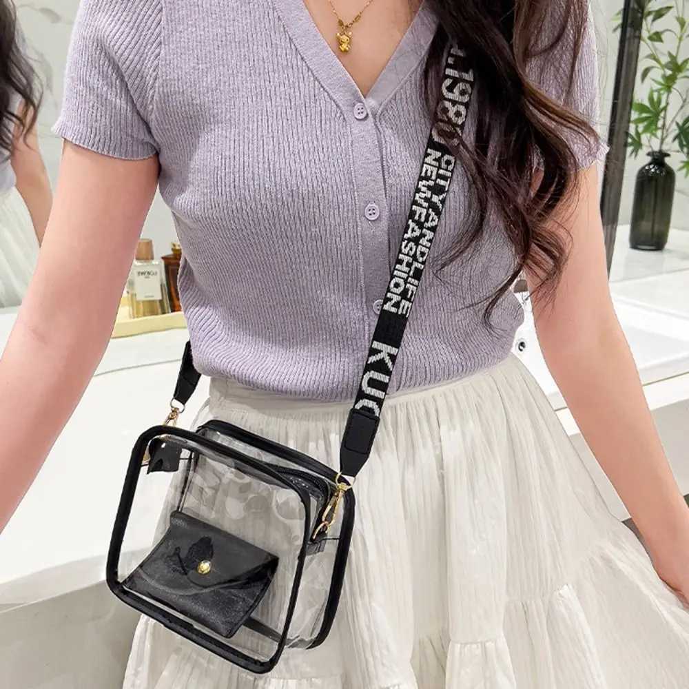 Transparent Crossbody Bag for Women Candy Color Letter Fi Shoulder Bag PVC Transparent Jelly Bag Small Square BagXJ250108