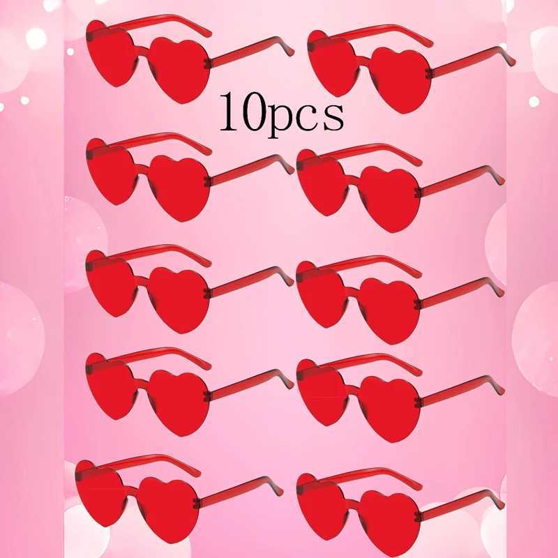10PC heart-shaped sunglasses love sunglasses jelly colored frameless heart-shaped integrated glasses dazzling colored glasses W250109