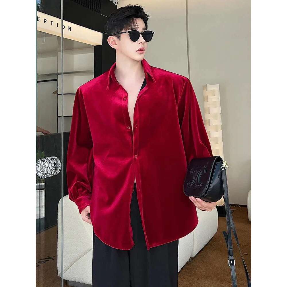 Original Elegant Korean High Quality Long Sleeve Shirt Handsome Casual Tops Trendy Blouses Men's Clothing
