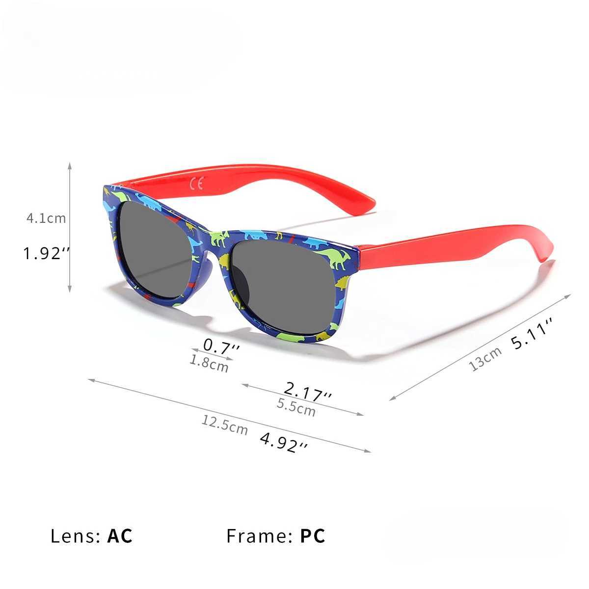 Summer New Dinosaur Square Childrens Outdoor Sunshade Sunglasses Childrens Cute Baby Fashion Sunglasses Girls Boys Glasses W250109