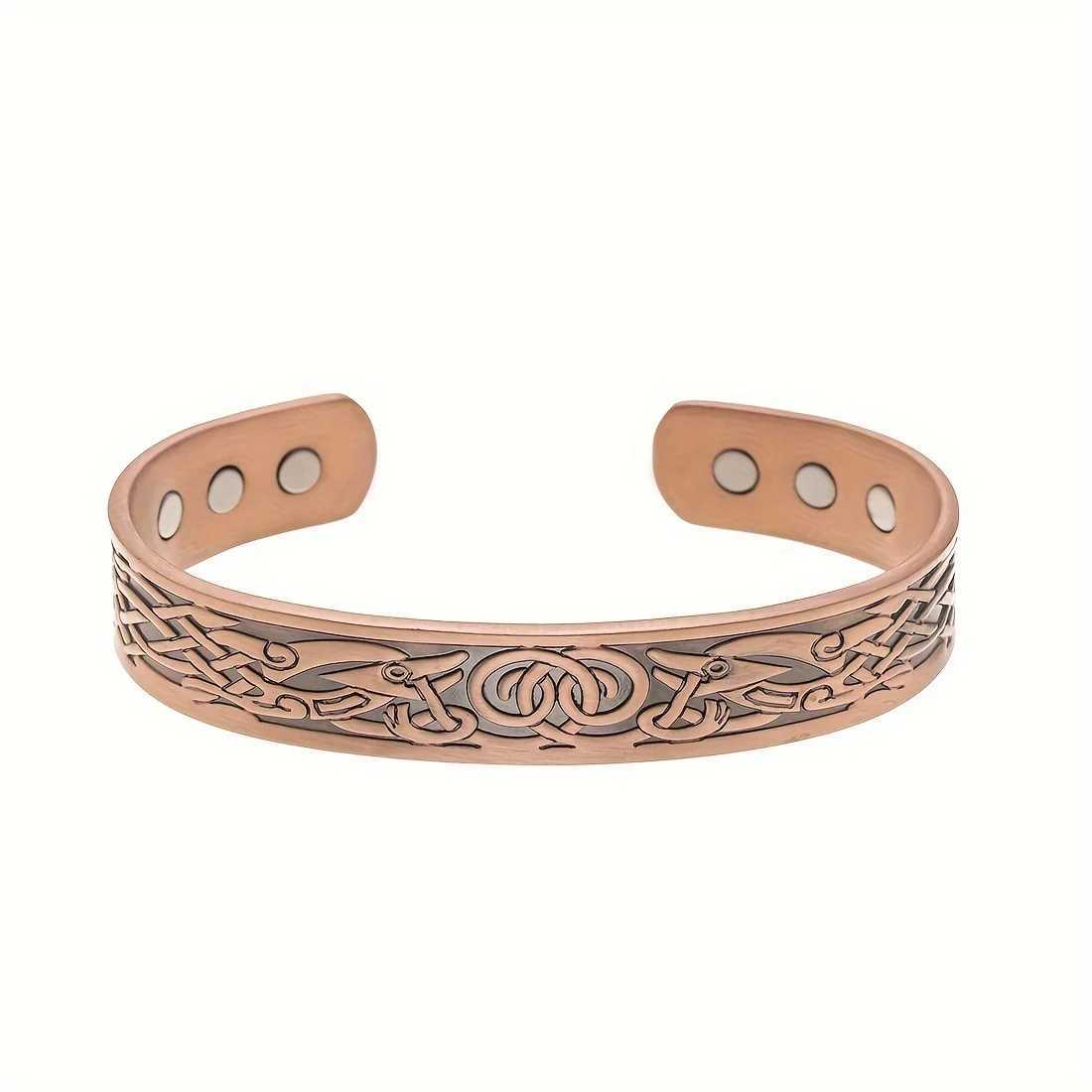 European and American Copper Vintage Simple Double Ring Pattern Magnet Energy Ring Bracelet SetXJ250109