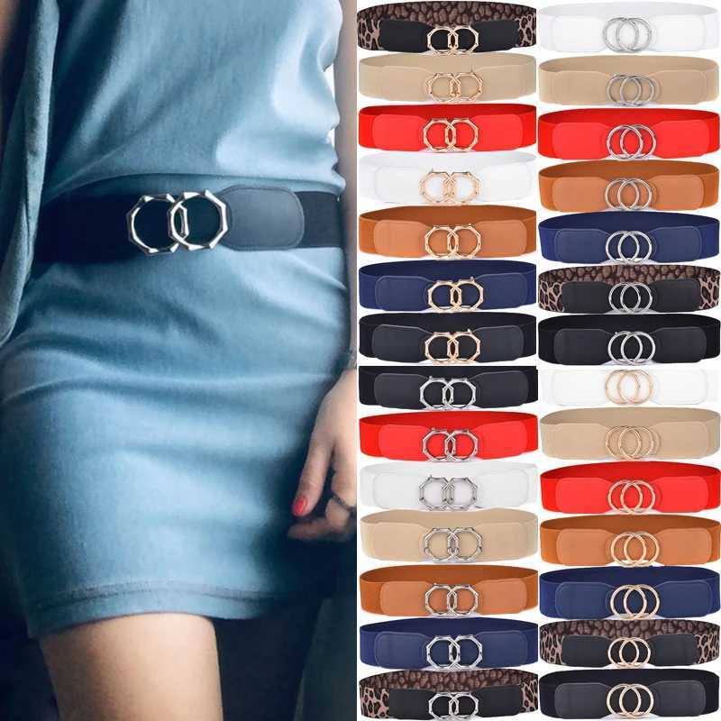 Womens Elastic Wide Waist Belt W Double Loop Buckle Cummerbundles Womens W250109