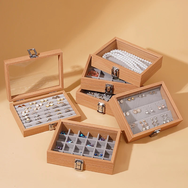 Jewelry box with covered beads ring necklace storage box earrings bracelets jewelry box 250106