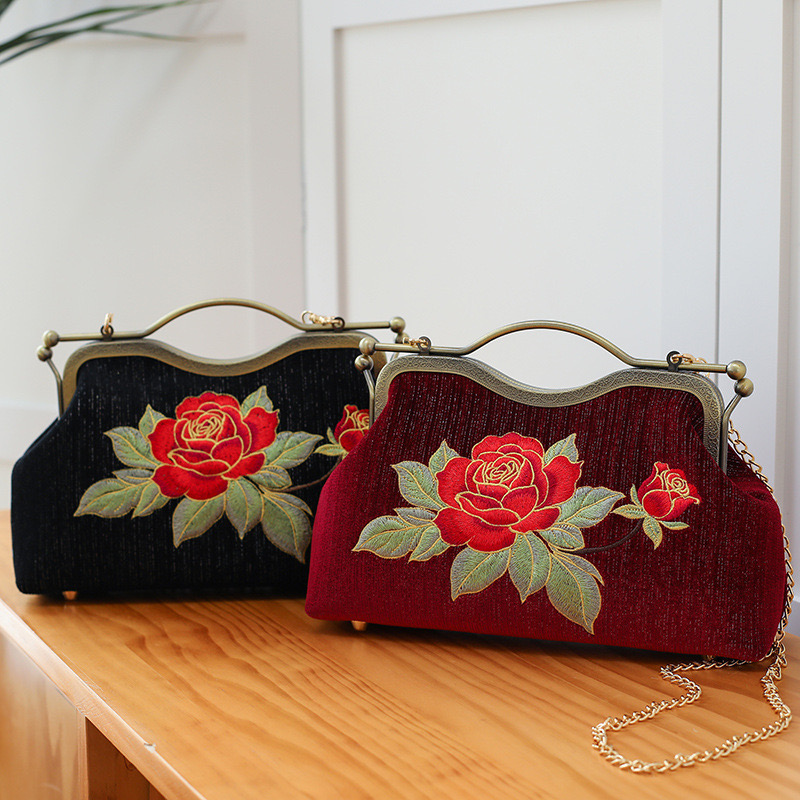 Embroidered Chinese style qipao bag handbag shoulder bag cross-border women's bag retro women's bag crossbody bag hand-held bag
