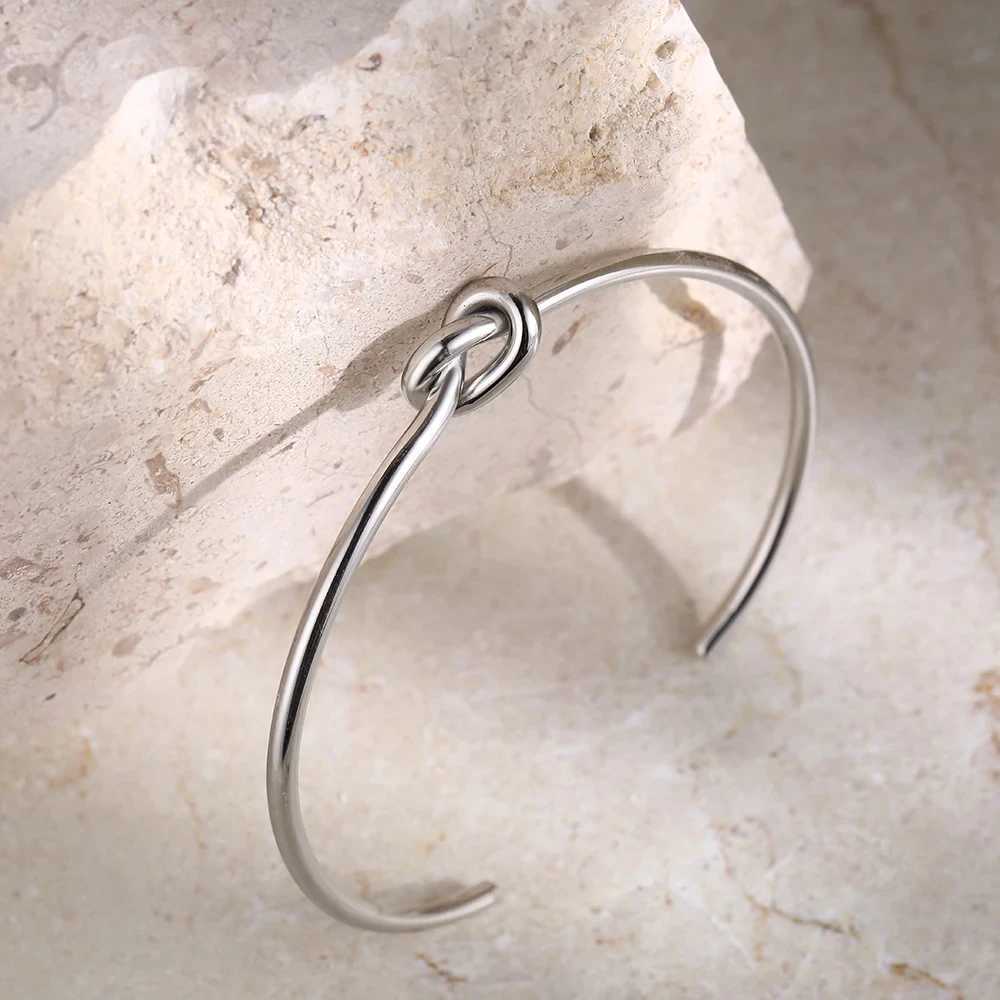Stainl Steel Bracelets Vintage Mens Fashion Woven Twist Texture Bangles For Women Jewelry Statement Streetwear Goth GiftsXJ250109