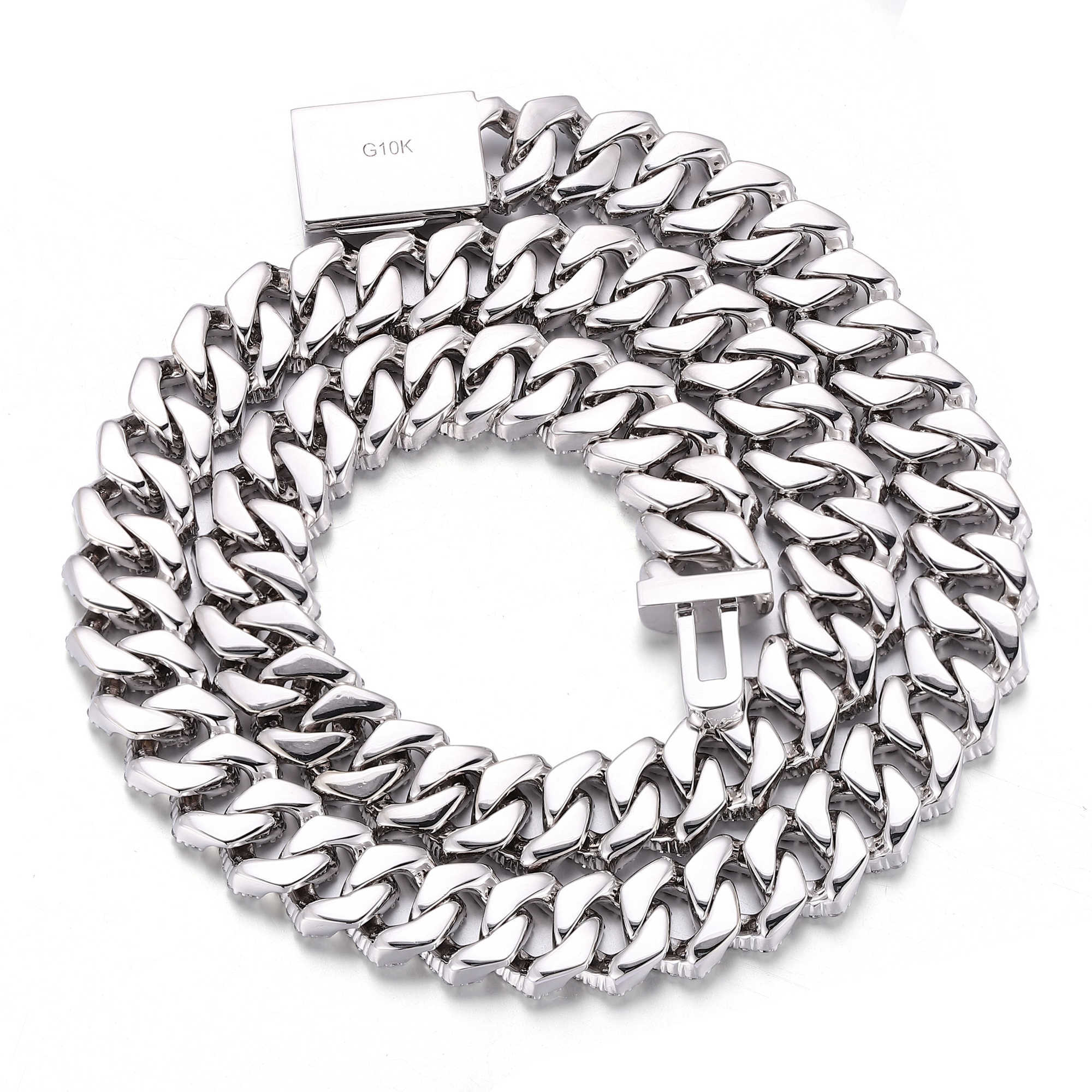 fine jewelry white gold cuban link chain VS lab diamond cuban chain necklace 16 18 20 22 24inch 12mm hip hop ice men bracelet