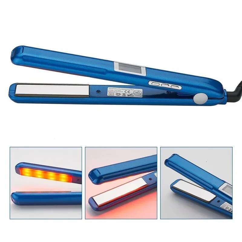 Straightener Infrared and Ultrasonic Profession Cold Hair Care Iron Treatment for Frizzy Dry Recovers Damage Flat Ironsd