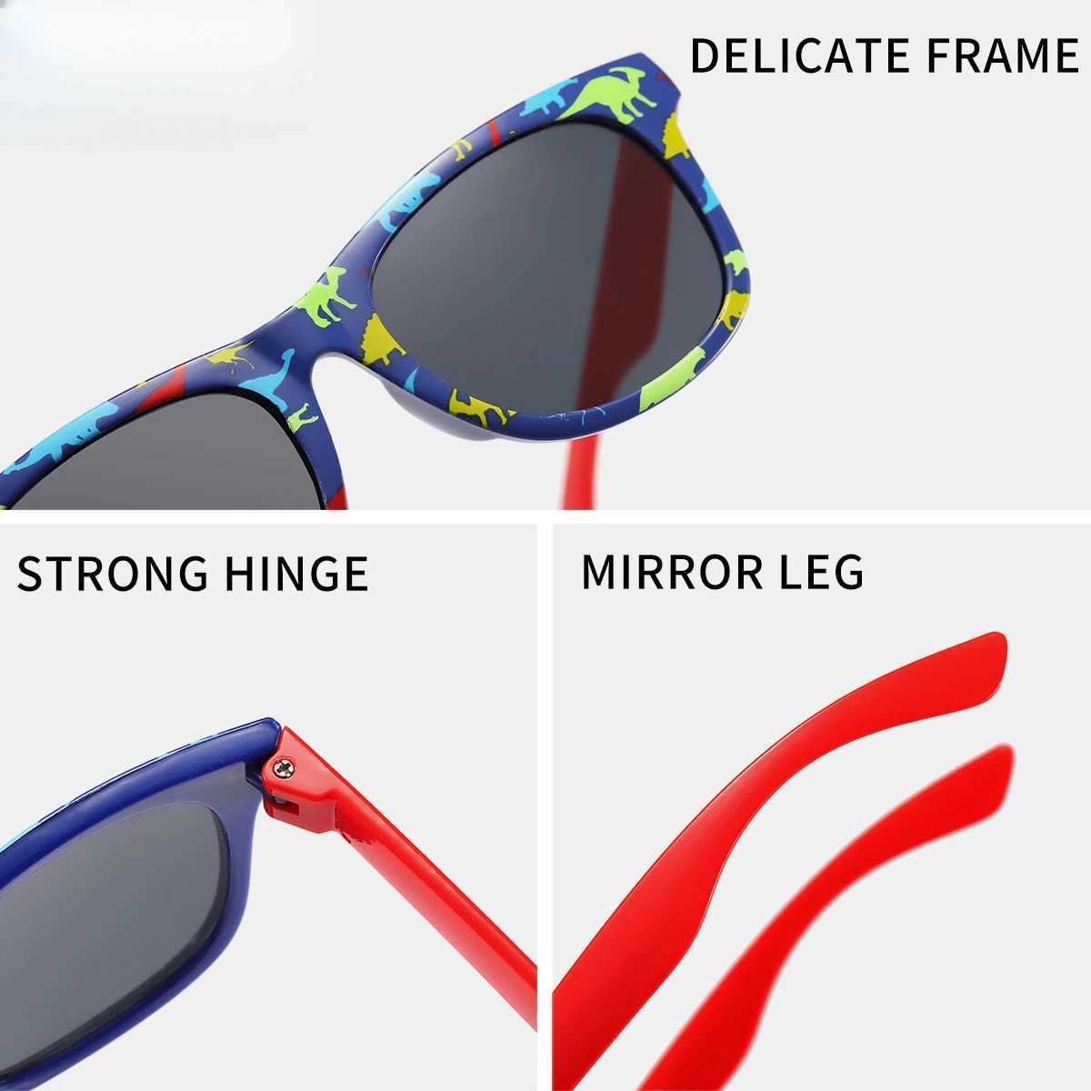 Summer New Dinosaur Square Childrens Outdoor Sunshade Sunglasses Childrens Cute Baby Fashion Sunglasses Girls Boys Glasses W250109