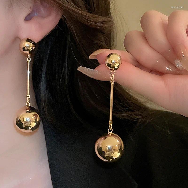 Dangle Earrings Fashion Gold Color Metal Round Ball For Women Personality Geometric Big Long Tassel Earring Party Wedding Jewelry