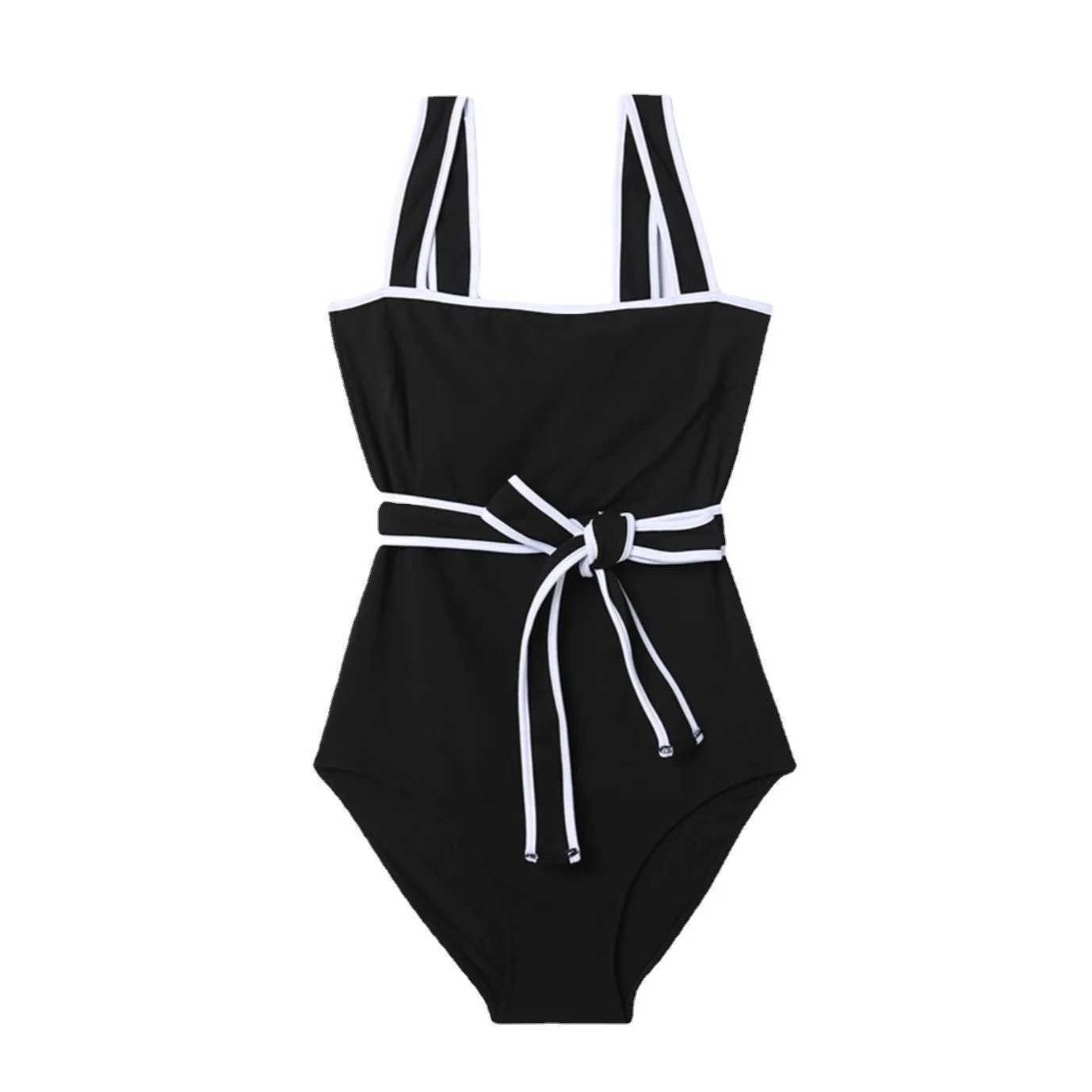 2023 Sexy One Piece Solid Swimsuit Women Belt Strappy Bathing Suit Swimwear Monokini Bathing Suit Rovab Pad Beach WearXJ240108