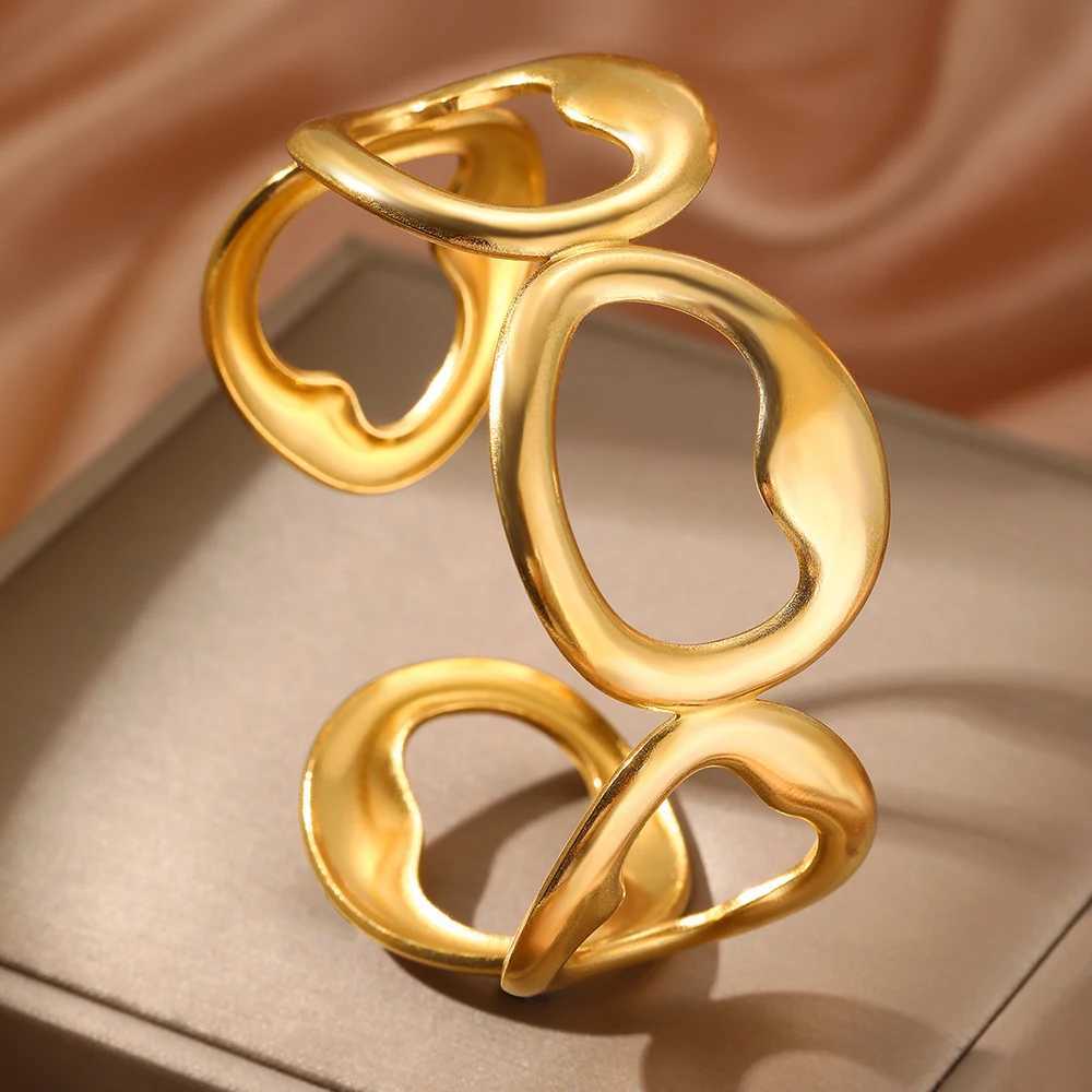 Stainl Steel Bracelets Fashion Hollow Flowers Bracelet Exaggerated Fine Bracelet For Women Jewelry Unique Gifts New PopularXJ250109