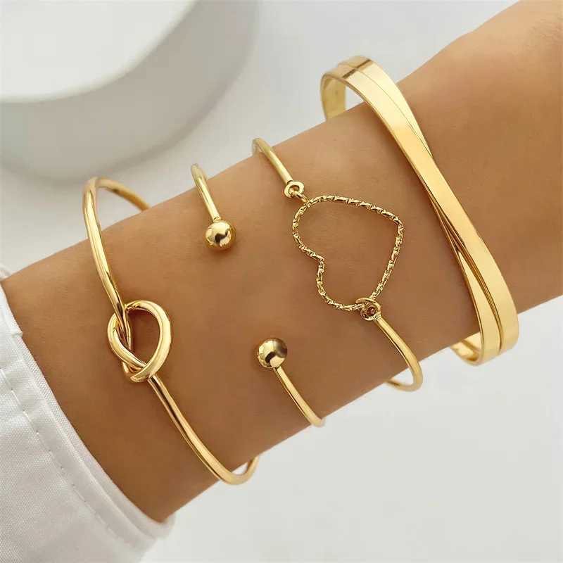 4pcs/set Stainl Steel Bracelets Vintage Mens Fashion Metal Woven Twist Texture Bangles for Women Jewelry Streetwear GothXJ250109