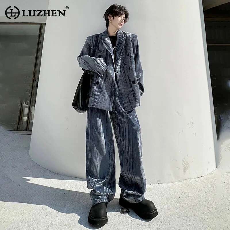 Personalized Trendy Jackets Two-Piece Sets Autumn Men's Clothing Stylish Elegant Straight Suit Pants