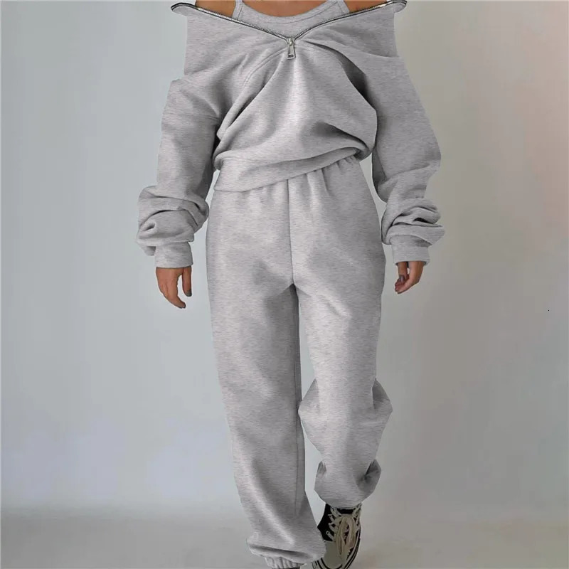 Women Tracksuit Casual StandUp Collar Zipper Sweatshirt Pant Set Lounge Sport Suit Two Piece Autumn Winter Clothes 250106