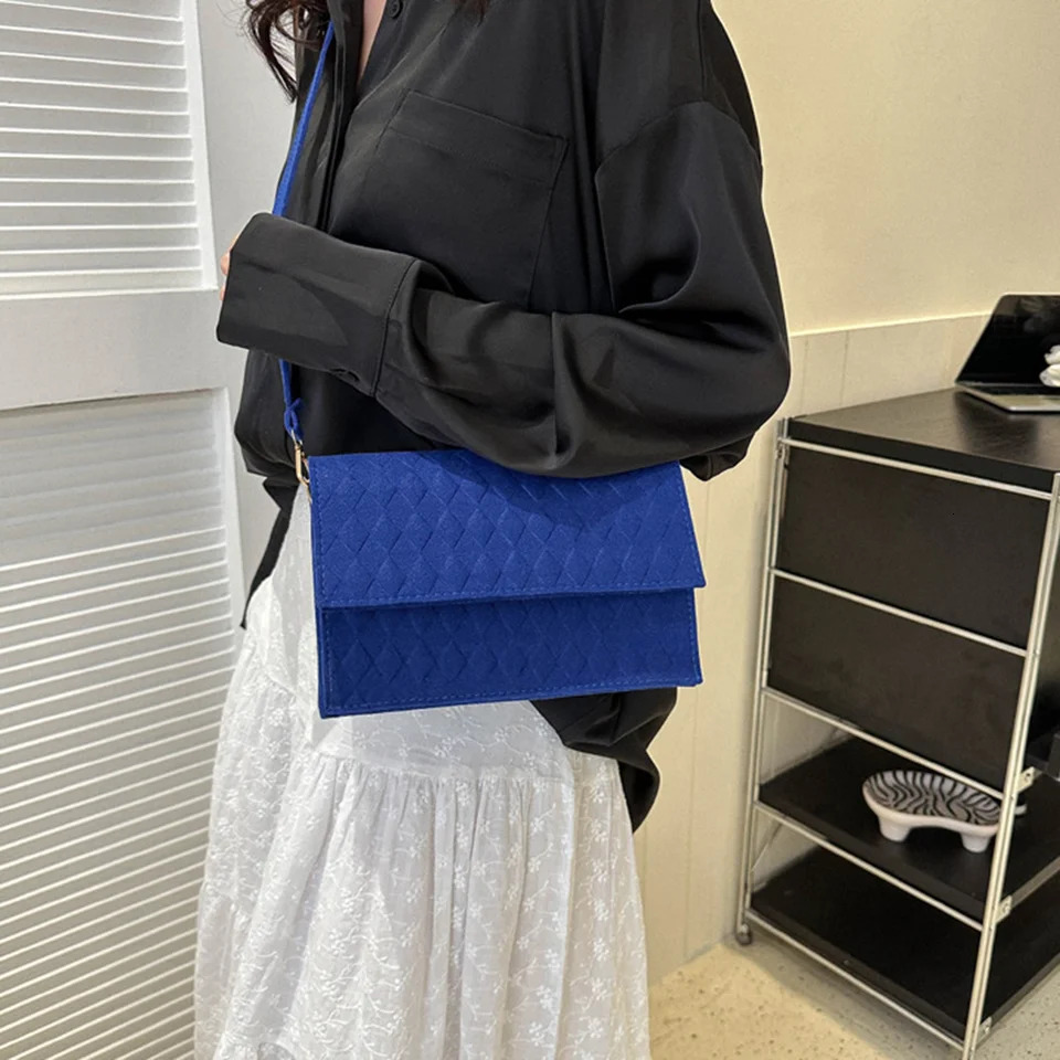Women Corssbody Bag Korean Vintage Solid Color Square Felt Messenger Shoulder Bag Females Shopping Phone Bag 250106