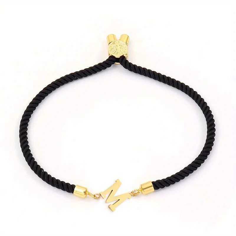 1pc Letter Beads Black Rope Bracelet Simple Classical Hand Rope Jewelry Decoration For Women Birtay GiftXJ250109