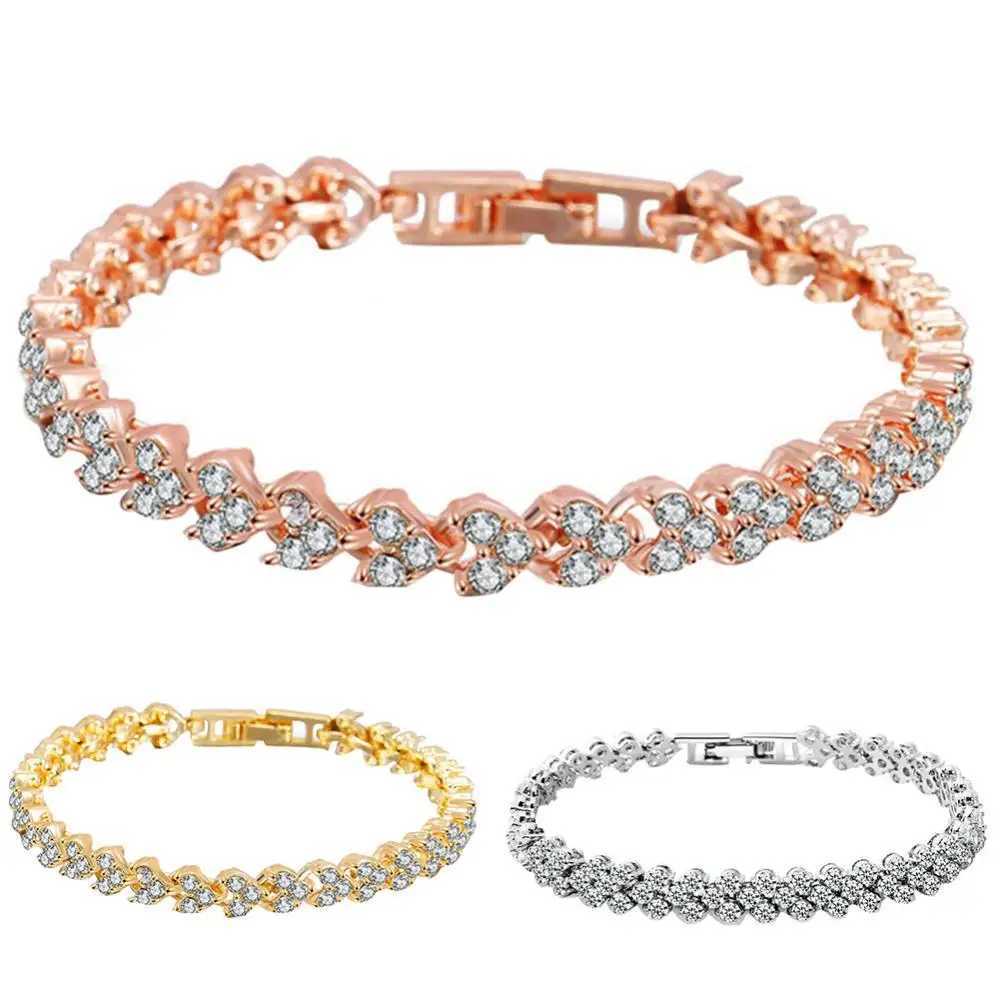 Roman Style Bracelet Women Fashion Full Rhinestone Inlaid Bracelet Bangle Wedding Party Jewelry GiftXJ250109
