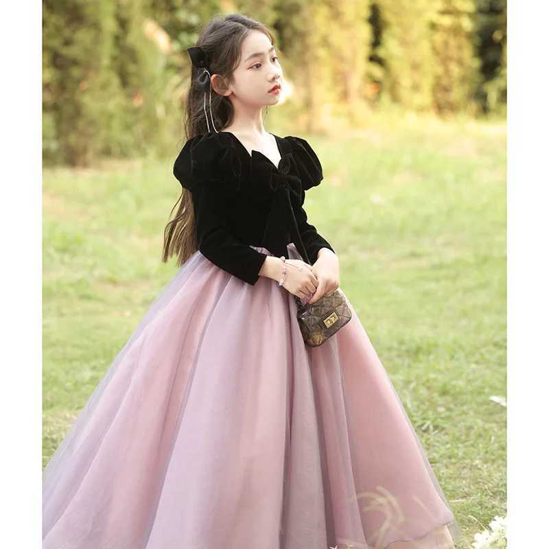 Kids Satin Gowns Dresses Clothing Elegant Formal Ball Gown For Girls Cute Puffy Skirt Spanish Sle Dress for 3-5-7-9-12-13YXJ250108