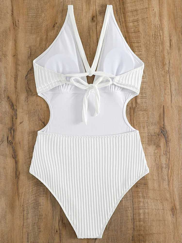 VigoBeviya 2025 Sexy White Strapped Swimwear Women ss Cross One Piece Swimsuit Monokini Hollow Push UP Beach Bathing SuitXJ240108
