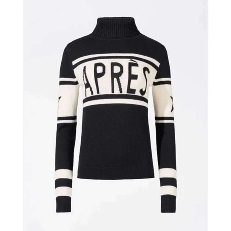 New European And American Jacquard Knitted Alphabet Stripe Autumn/Winter Trendy Fashion High Collar Slimming Sweater For Women