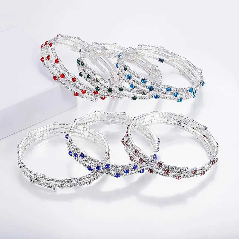 Luxury Crystal Bracelet Ladies Gold Silver Plated Bracelet Bride 7 Color Rhinestone Woman Bracelet Party Bridesmaid Gift JewelryXJ250109