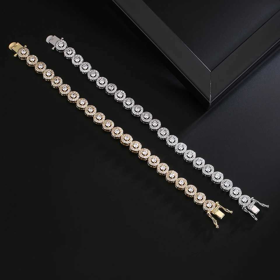 Fashion Round Cubic Zirconia Bracelet Women Men Gold Silver Couple Copper Bracelet Holiday Gift Party Everyday JewelryXJ250109