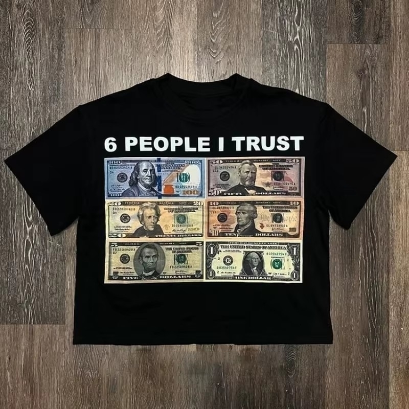 Vintage 6 People I Trust Graphic Print Cropped T-Shirts Men Y2K Summer Short Sleeve Casual Oversize Tshirt Streetwear Women Tops 250108