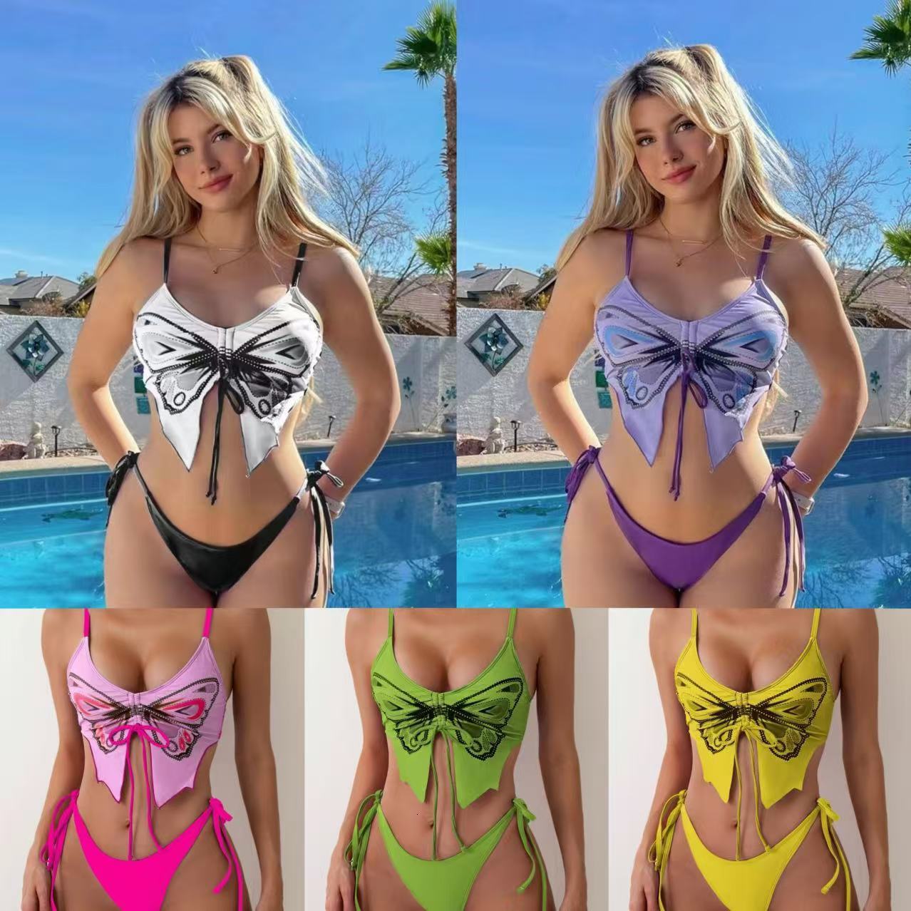 2025 new bow style split bikini sexy swimsuit designer trendy beach swimsuit