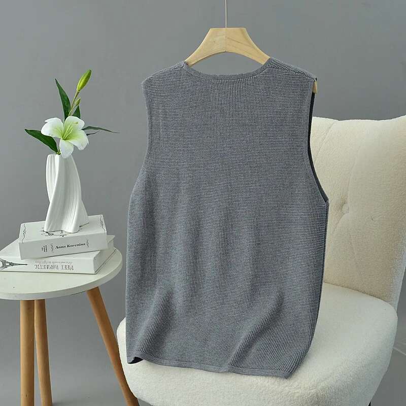 Women's V-Neck Rose Buckle Sleeveless Cardigan Sweater, Autumn Jumpers, Plus Size, 2262