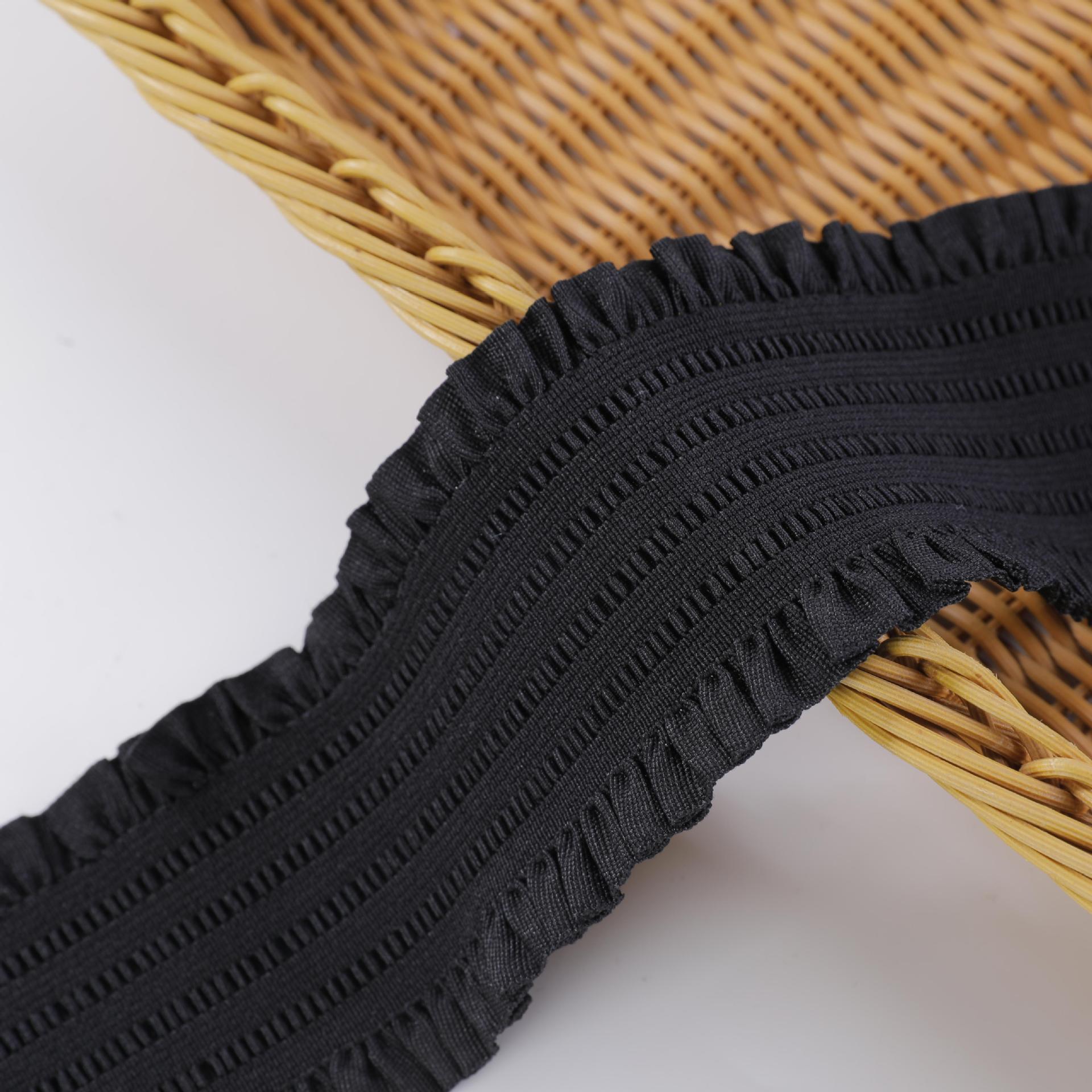 Black lace with elastic band width black fungus edge high elasticity skirt waistband elastic band thickened flat rubber band accessory